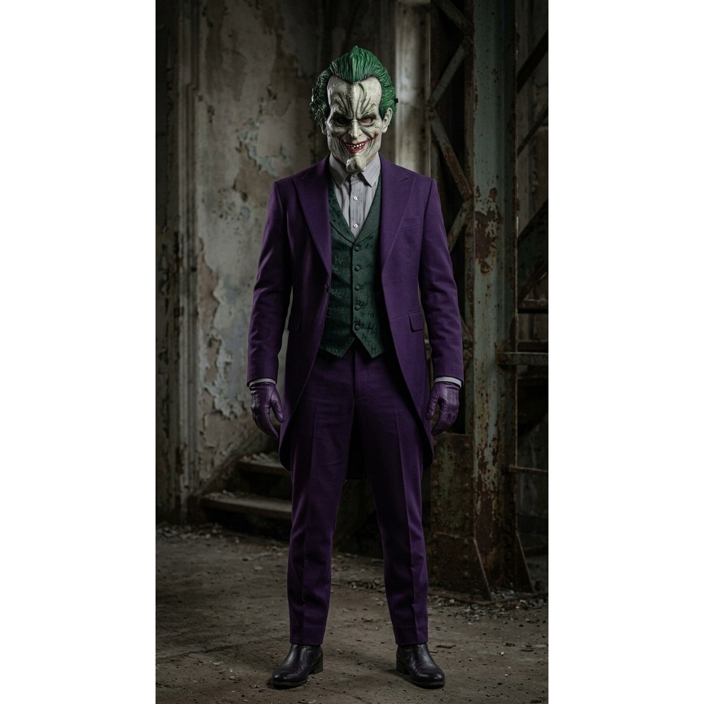 DC Comics Joker Mask Batman Arkham Asylum Cosplay Halloween Costume Green Hair